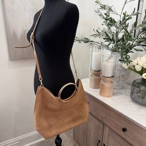 Banana Republic Vegan Suede Shoulder Bag in Biscotti